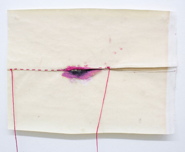 Fabienne Francotte The Thickness of Silence I, 2022 Oil and Embroidery on Canvas 40 x 30 cm 15 3/4 x 11 3/4 in