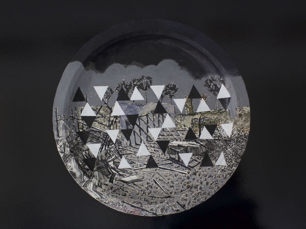 Gayan Prageeth Bitter Kitchen II, 2021 Japanese Ink and Acrylic on Rice Paper on Bowl 36cm x 36cm x 3cm