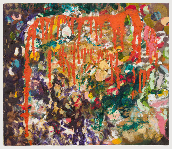 Chudamani Clowes Sound Cacophany vibrations, transcend the waves, tapping percussion, 2025 Mixed Media on Linen Flax 58 x 65 cm 22 7/8 x 25 5/8 in