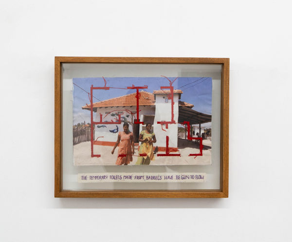 Hema Shironi One Loan is Taken to Settle Another IV, 2023 Hand Embroidery on Printed Fabric and Cotton Fabric 22 x 41 cm 8 5/8 x 16 1/8 in