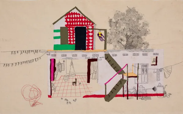 Hema Shironi Where the Self Most Wants to Be, 2026 Applique and Embroidery on Fabric 61 x 99 cm 24 x 39 in