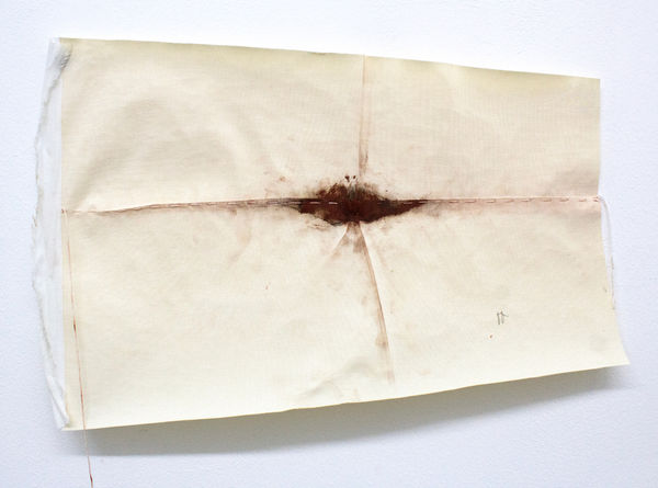 Fabienne Francotte The Thickness of Silence II, 2022 Oil and Embroidery on Canvas 47 x 32 cm 18 1/2 x 12 5/8 in