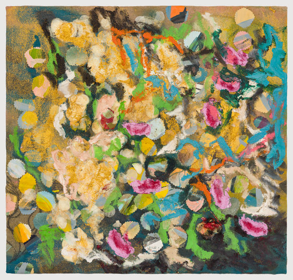 Chudamani Clowes Urchins detonate, porcupine like hairy ball, fields of explosions, 2025 Mixed Media on Linen Flax 61 x 60 cm 24 x 23 5/8 in