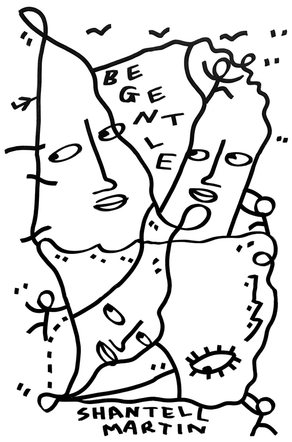 Be Gentle ©, 2021 Ink on canvas 60 x 40 x 1 inches 152.4 x 101.6 x 2.5 cms