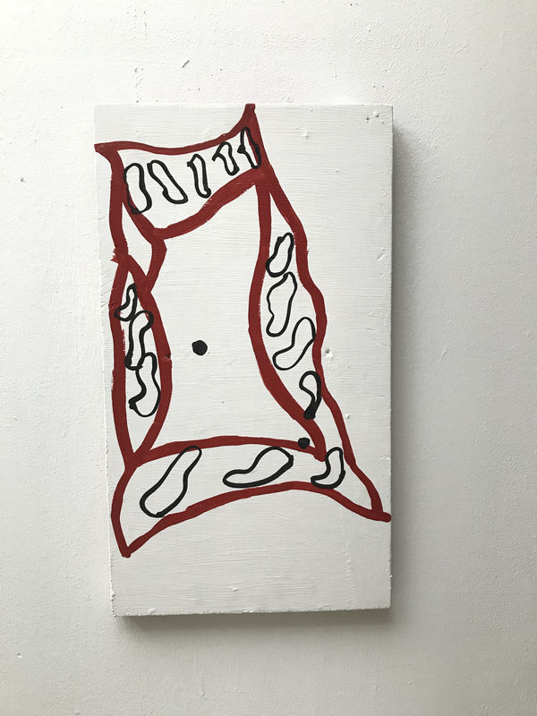 Fleur De Roeck Ruit zwevend, 2020 Acrylic and ink on wood 60 x 34 cm