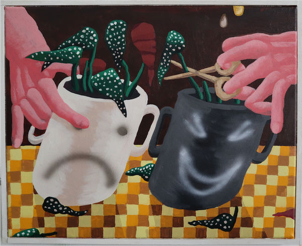 Heidi Ukkonen Borderline, 2021 Egg tempera acrylics and airbrush on linen 42 x 52 cm