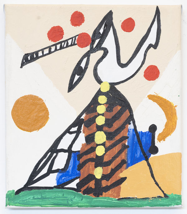 Fleur De Roeck 7 munten van geluk, 2020 Ink, paint & acrylic on canvas 29 x 25 cm