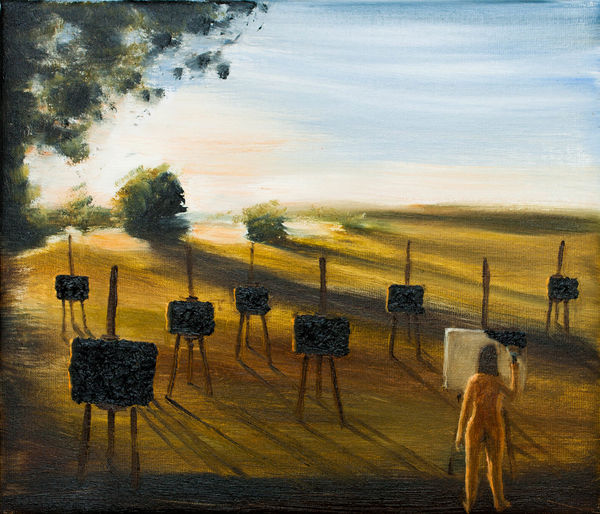 Beth Namenwirth, Making black paintings, 2020