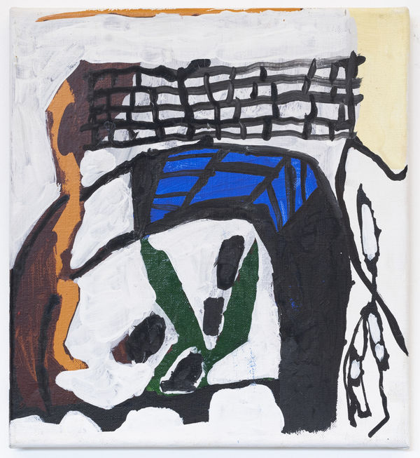 Fleur De Roeck Fisherman, 2018 Ink, oil & acrylic on canvas 29,7 x 27, 3 cm