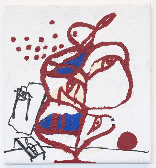 Fleur De Roeck Tafeldans, 2019 Ink, oil & acrylic on canvas 34 x 31 cm