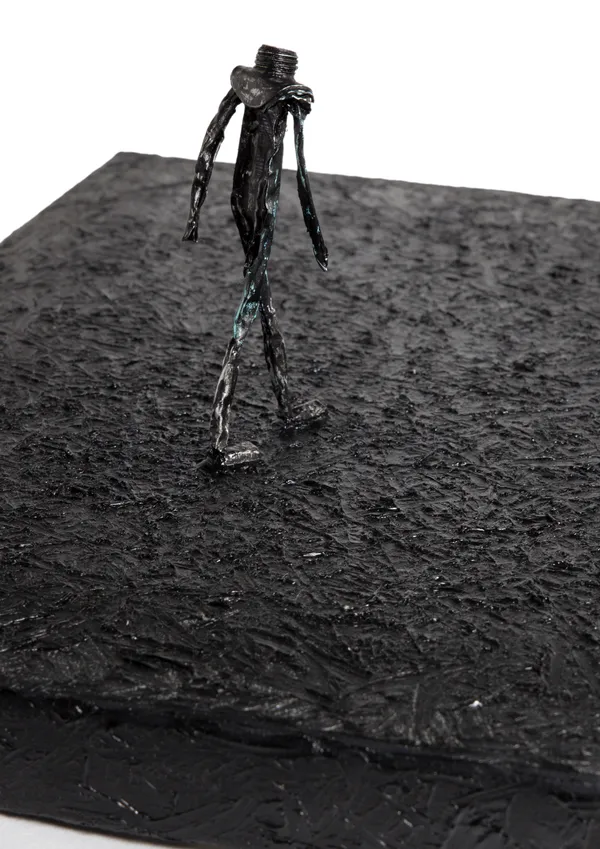 Shi Jin-Hua A Walking Man, Tribute to Alberto Giacometti - 1, 2016-2017 Oil and tube on canvas 40.5 x 40.4 x 13.5 cm