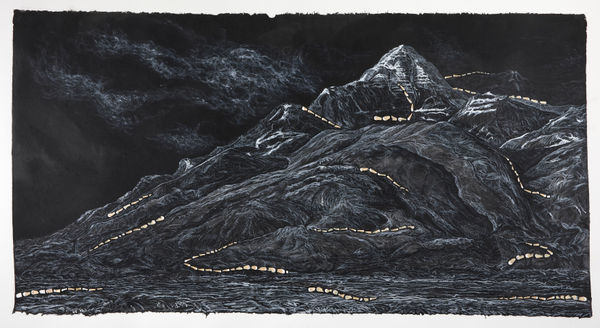 Shi Jin-Hua, Pen Walking #173 The Picture of Unclouded Moon and Blowing Snow, 2019-2020