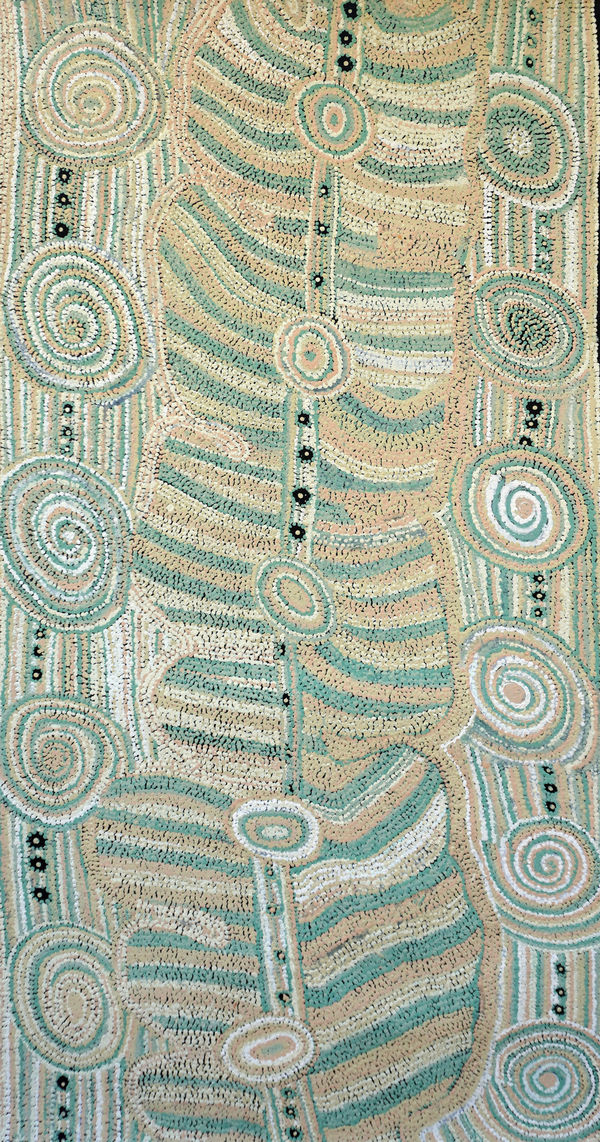 Yurpiya Lionel Anumara - Caterpillar, 2023 acrylic on linen 152 x 80 cm