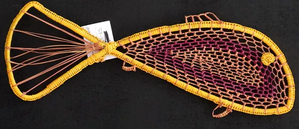 Velda Nabulwad Djenj (Fish), 2025 Pandanus (Pandanus Spiralis) and Paperbark (Melaleuca Quinquenervia) with Natural Dyes 40 x 12 cm