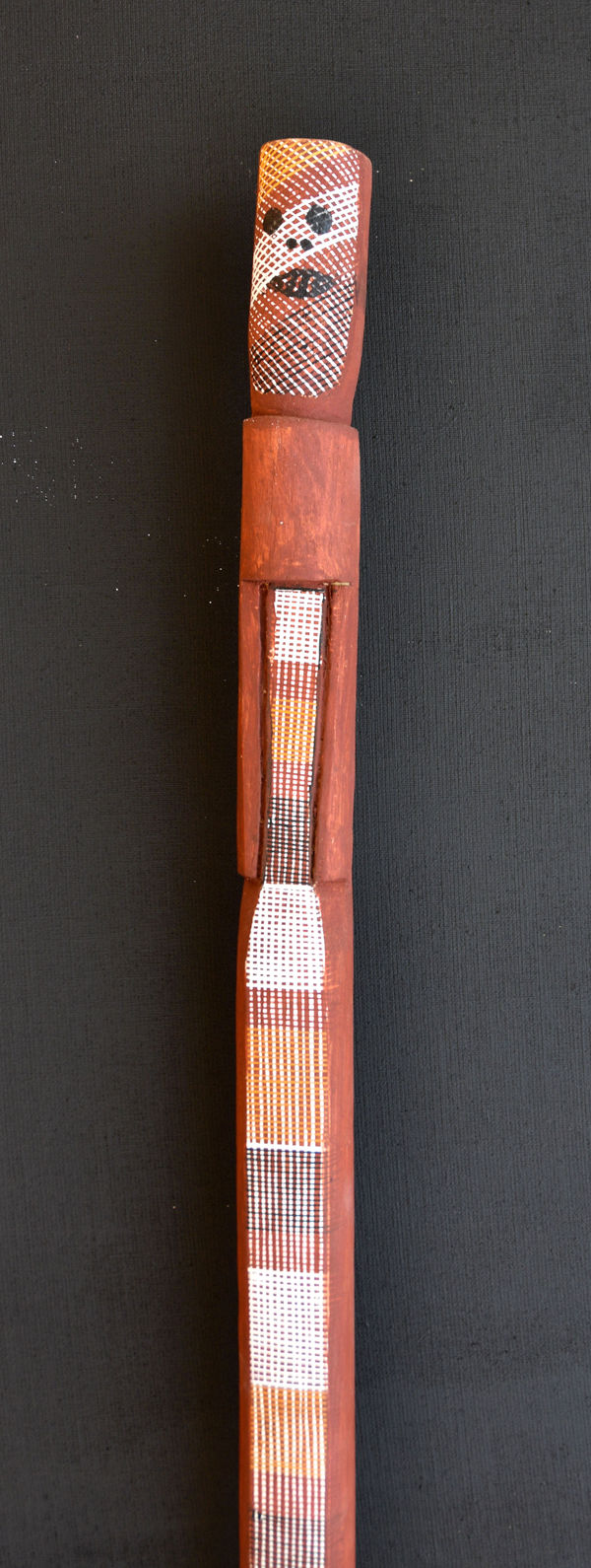 Yvette Namunjdja Mimih Spirit, 2018 carved wooden sculpture and pigment 189 x 6 x 6 cm