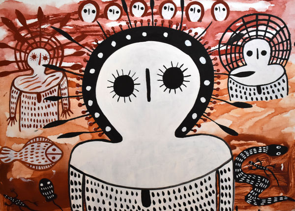 Donny Woolagoodja Namarali (Wororra God), 2020 Acrylic on canvas 60 x 80 cm