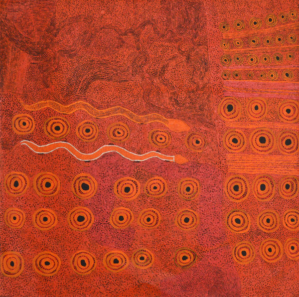 Ginger Wikilyiri Tali Tjukurpa 2014 acrylic on linen 100 x 100 cm