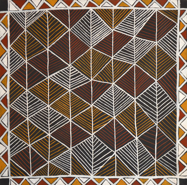 Michelle Woody Minnapinni Jilamara natural ochres on canvas 120 x 120 cm