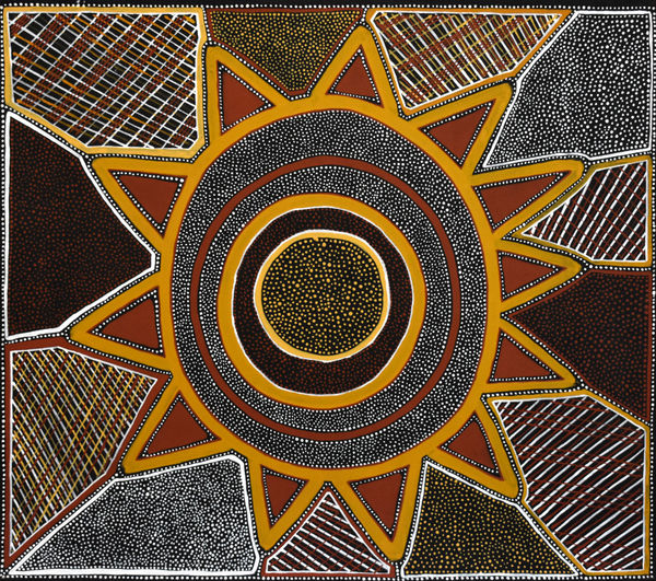 Theresa Burak wuntarruwi (tiwi name for sun ), 2019 Ochre on canvas 90 x 80 cm