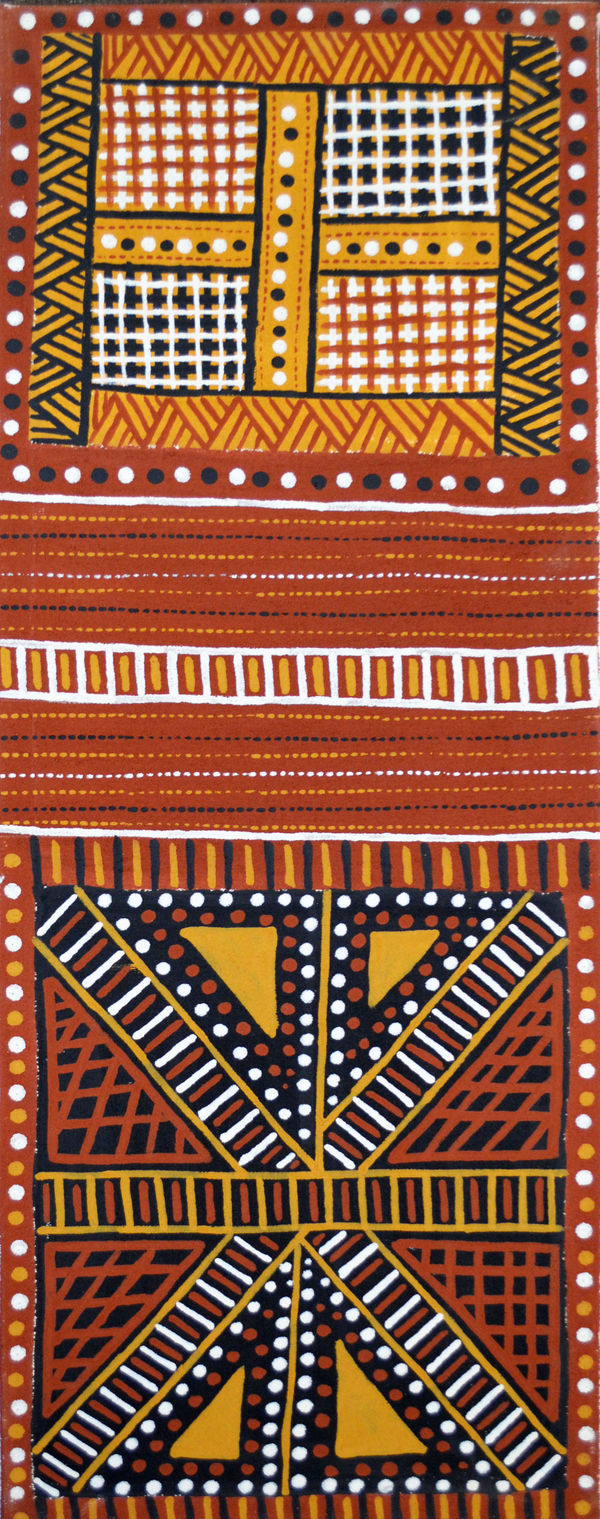 Tina Patlas Jilamara natural ochres on canvas 80 x 30 cm