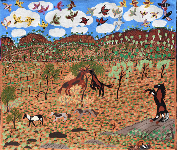 Marjorie Williams Tempe Downs, 2023 acrylic on linen 66.5 x 76.5 cm