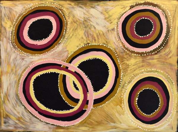 Rosalind Yibardi Kaltukatjara Rockholes, 2020 acrylic on canvas 91.4cm x 121.9 cm