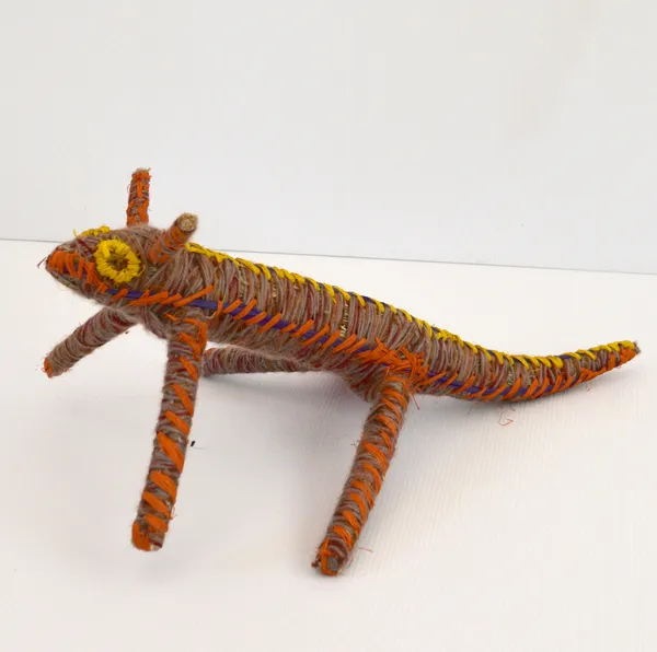 Roshanna Elizabeth Yinga Williamson Papa (Dog), 2023 raffia, tjanpi, acrylic wool 39 x 20 x 16 cm