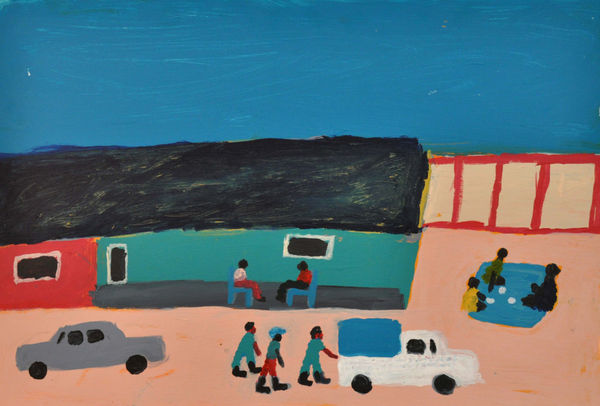 Sally M Mulda Abbotts Camp acrylic on wood 40 x 60 cm