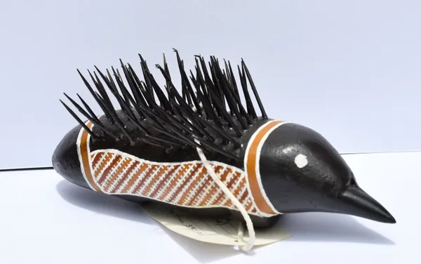 Milminyina Dhamarrandji Valerie Djirrmaŋa (echidna), 2021 natural pigment on wood 28 x 8 x 9 cm