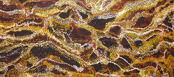 Langaliki Lewis Storm Cloud Story, 2018 acrylic on linen 68 x 158 cm