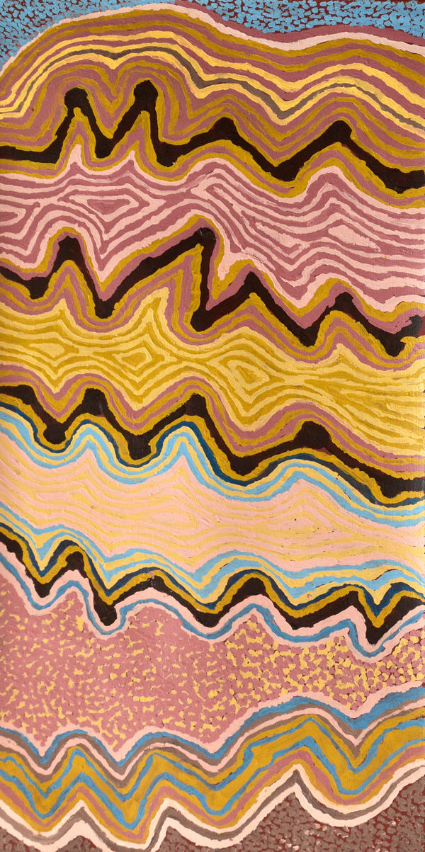 Helicopter Tjungurrayi Wangkartu, 2023 acrylic on linen 61 x 122 cm