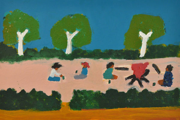 Sally M Mulda Untitled acrylic on wood 39 x 58 cm