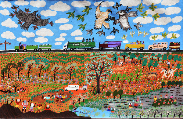 Marjorie Williams Going to Tempe Downs, 2023 acrylic on linen 59 x 91 cm