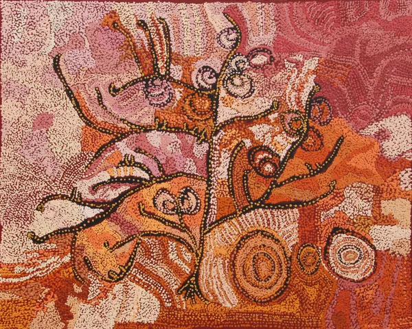 Nellie Coulthard Tjuntala Ngurangka (Country with Acacia), 2022 acrylic on linen 152 x 122 cm