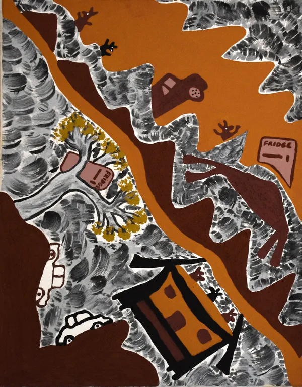 Madeleine Purdie Warrambany of Warmun, 2021 ochre and acrylic on canvas 80 x 60 cm