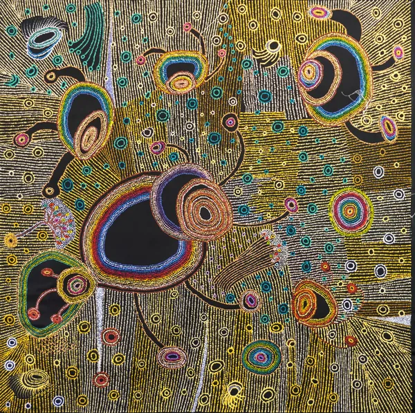 Anyupa Nelson Kungkarangkalpa (Seven Sisters Story), 2024 acrylic on canvas 122 x 122 cm