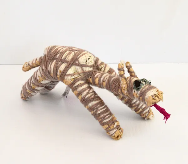 Priscilla Mclean Kamula (camel), 2023 raffia, tjanpi, acrylic wool 40 x 20 x 20 cm