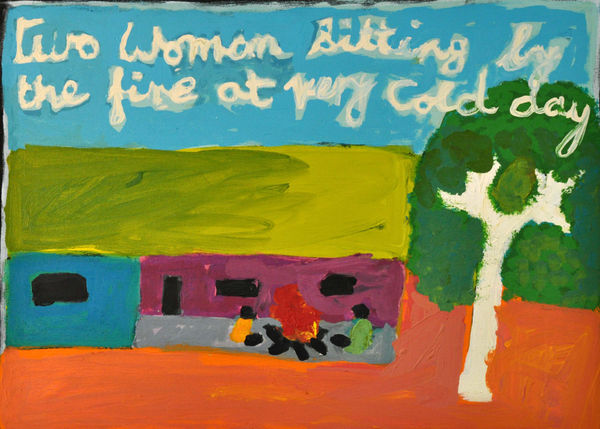 Sally M Mulda Two Women acrylic on canvas 40 x 55 cm