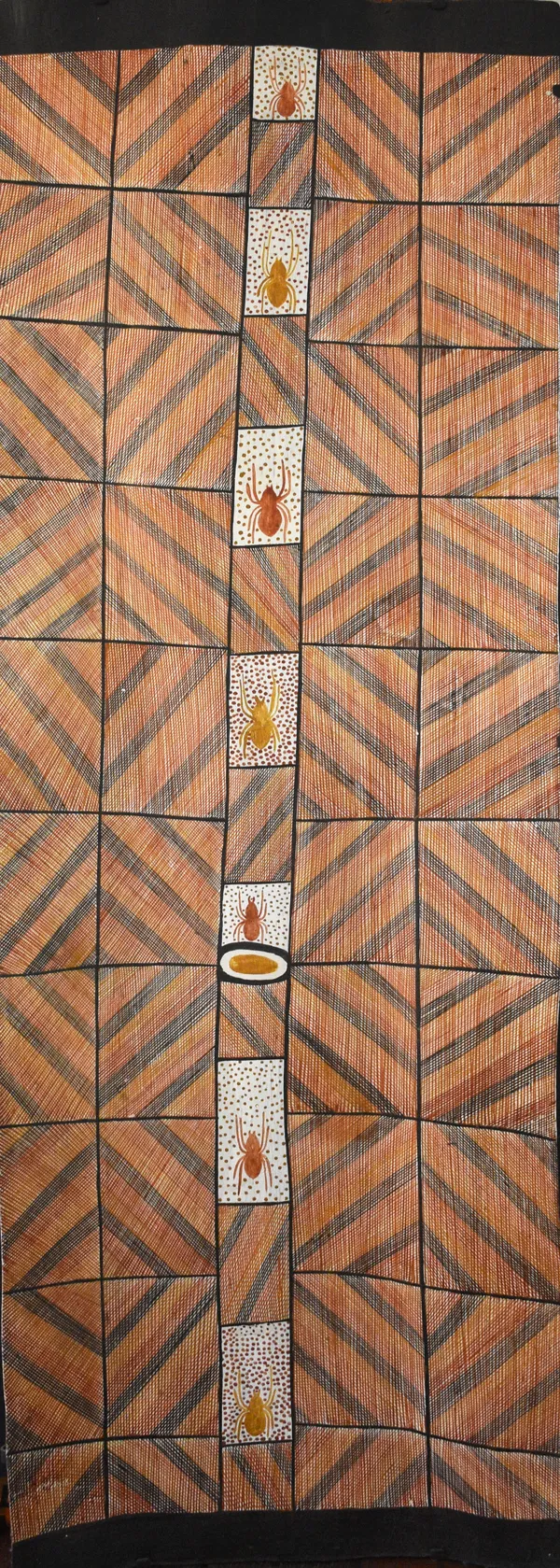 Elyssa Cameron Wak Wak stringy bark with ochre pigment 153 x 53 cm