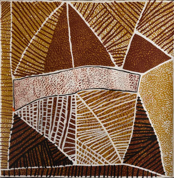 Jane M Tipuamantumirri Pwoja Jilamara, 2017 ochre on canvas 100 x 100 cm