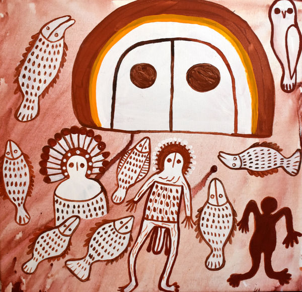 Donny Woolagoodja Umburri (Raft Point), 2020 Acrylic on canvas 60 x 60 cm