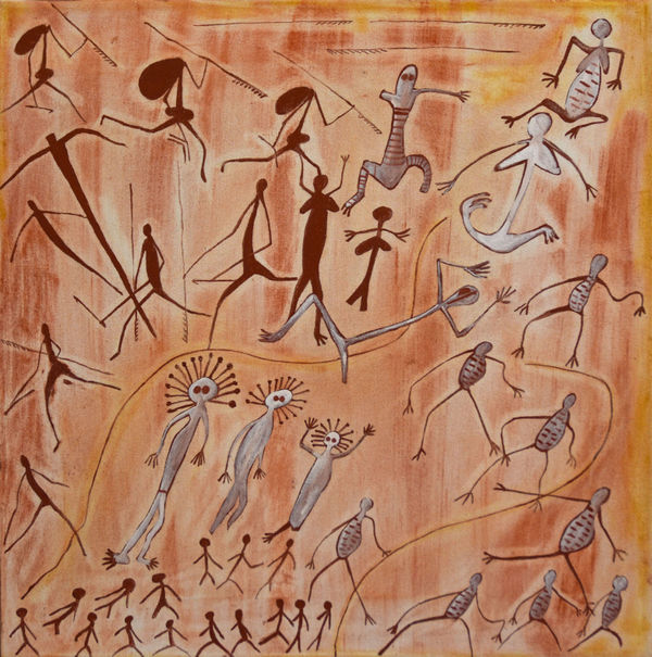 Clarrie Djanghara Spiderweb and the Spirits, 2021 Natural ochre and pigment on canvas 60 x 60 cm