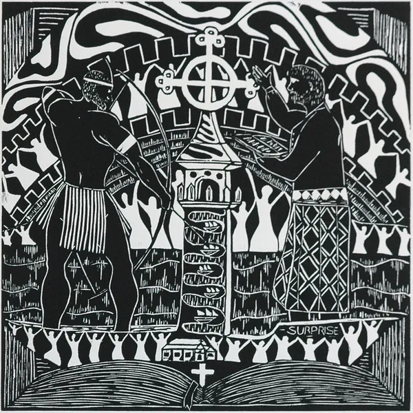 Jo Lin Coming of the Light linocut 30 x 30 cm