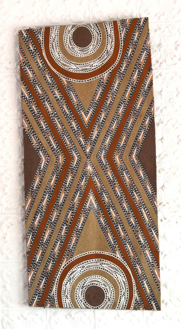 Ralwurrandji Wanambi Bamurrungu natural earth pigment on bark 54 x 119 cm