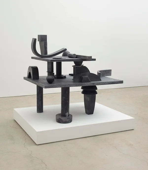 Erin Shirreff Catalogue, 39 parts (Value Lesson), 2015 Hydrostone, pigment, graphite, steel armatures Objects: 57 x 65.25 x 53 inches (144.8 x 165.7 x 134.6 cm) Pedestal: 8 x 68 x 53.25 inches (20.3 x 172.7 x 135.3 cm) Overall: 65 x 68 x 53.25 inches (165.1 x 172.7 x 135.3 cm)