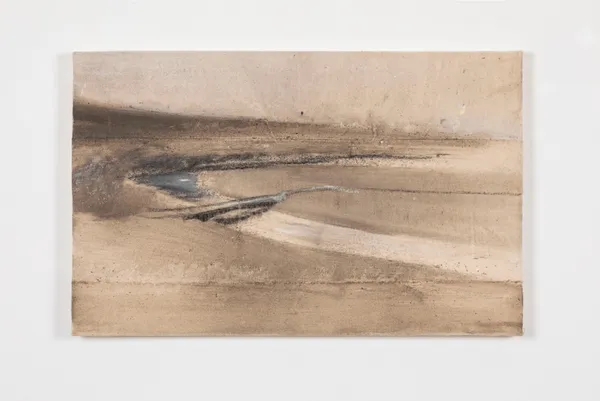 Merlin James Oxbow, 2023 Acrylic and charcoal on canvas 16 3/8 x 26 inches 41.5 x 66 cm