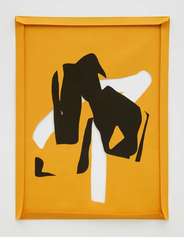 Arturo Herrera Untitled (Black on yellow), 2021 Silkscreen on cut-out felt 63 x 47 1/4 inches 160 x 120 cm