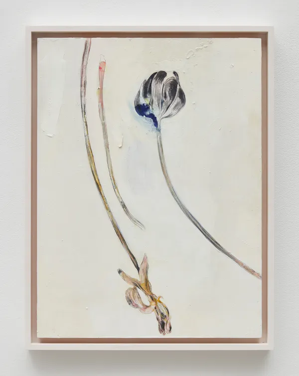 Wardell Milan 3 Tulips (III), 2022 Charcoal, graphite, oil on board 24 x 18 inches 61 x 45.7 cm Framed: 26 x 20 inches