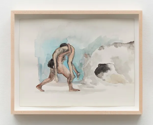 Kara Walker Outside Plato's Cave, 2024 Watercolor and graphite on paper 12 1/4 x 16 1/8 inches (31.1 x 41 cm) Framed: 14 3/4 x 18 5/8 inches (37.5 x 47.3 cm)