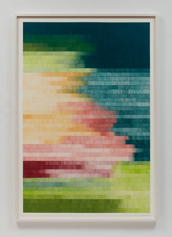 Zipora Fried Untitled, 2022 Colored pencil on archival museum board 80 x 54 inches (203.2 x 137.2 cm) 83 x 57 in (210.8 x 144.8 cm), framed (will actually be 84 x 58)